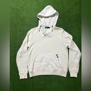 Rare 90s Polo Ralph Lauren Sweater Hoodie Nautical Navy White Large Vintage